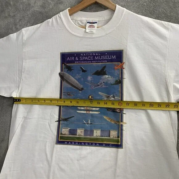 Vintage Jerzees Shirt Mens Large Air & Space Museum Tee White Smithsonian 1998 - Picture 3 of 7